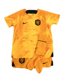 Nederländerna Replika Hemmakläder Barn VM 2022 Kortärmad (+ byxor)